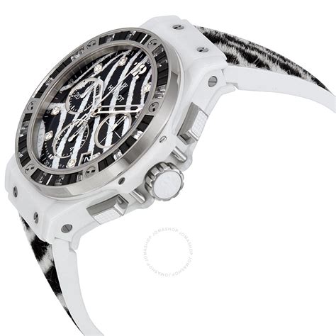 Hublot Big Bang Chronograph Zebra Diamond Dial 18kt White